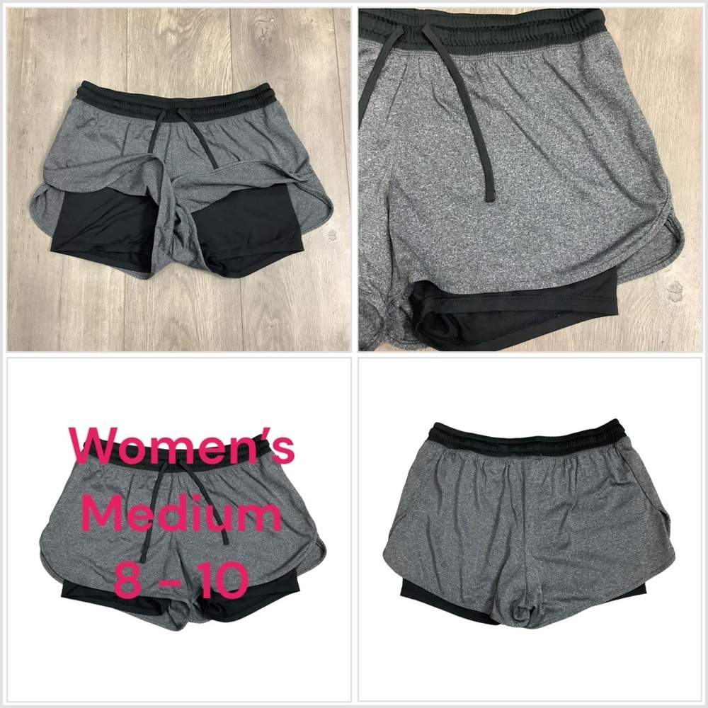 Women’s Champion M Medium 8 - 10 Shorts Active Black Gray Gym Bike Stretch NWOT